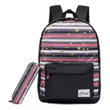 Kit Mochila Estojo Feminina Casual Bolsa Moderna Escolar