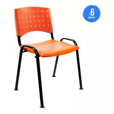 Silla Apilable Fija Plástica Oficina Reforzada Pack X6 Super Fuertes Con Garantia De Fabrica Stock Permanente Color Naranja