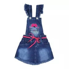 Jardineira Feminina Infantil Jeans Destroyde Moda Blogueira