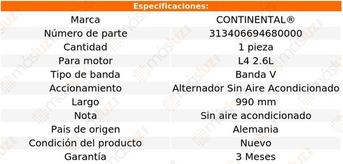 Banda 990 Mm Acc Caravelle L4 2.6l 85 Continental Alt S A/a Foto 4