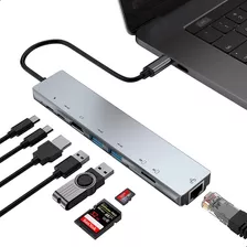 Hub Adaptador Usb C Adaptador Multipuerto Hdmi 8 En1 Mac Win