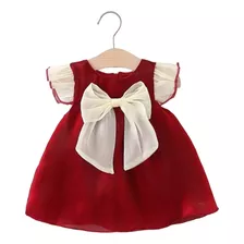 Vestido Infantil Vermelho Festas Menina Luxo Com Laço