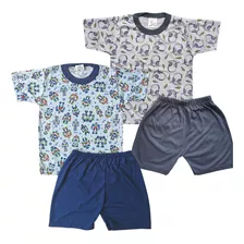 Pijama Verão Masculino Infantil Fresquinho Kit C/ 2 201803-2