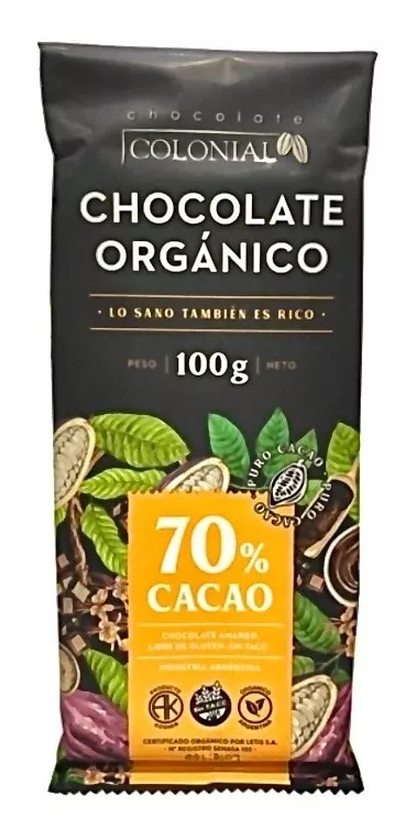 Organico Colonial Chocolate 70% Cacao Barata La Golosineria