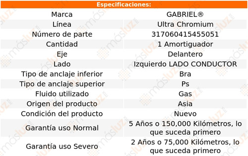 1- Amortiguador Delantero Izq Matrix 09/13 Gabriel Foto 2