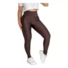 Calça Legging 3d Skinny Marrom Feminina Cintura Alta