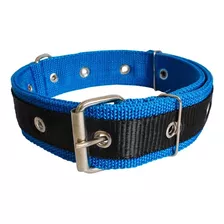 Coleira Nylon Tripla Cachorros Pitbull Pet Grande Porte Cor Azul/preto Tamanho Da Coleira 75 Cm