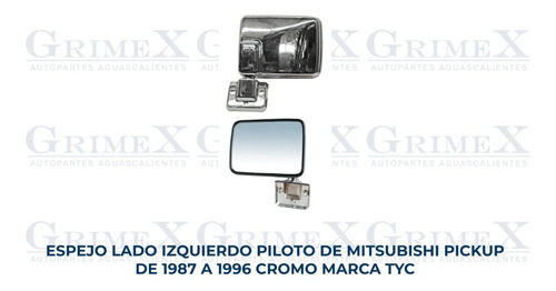 Espejo Mitsubishi Pu 87-88-89-90-91-92-93-94-95-96 Cromo Ore Foto 2