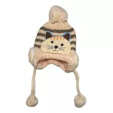 Gorro Niño/niña Lana Cálido Plush Y Cómodo Gatito Invierno