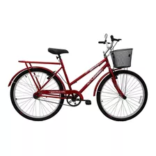 Bicicleta De Passeio Cairu Genova Aro 26 Freios V-brakes Cor Vermelho Com Descanso Lateral