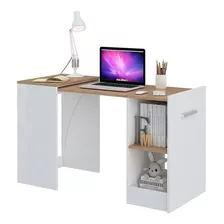 Mesa Escrivaninha Dobrável Float De Computador Branca/savana