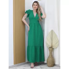 Vestido Longo Tecido Pipoquinha , Viscose - Maxma 8415