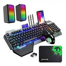 Mega Combo Raton De Teclado Inalambrico, Altavoz Rainbow Rgb