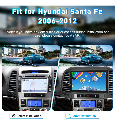 Radio Android 10.0 De 9in For Hyundai Santafe 2006-2012 Foto 4