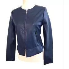 Chaqueta Zara Azul Efecto Piel O Ecocuero