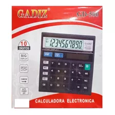 Calculadora Pantalla Grande 10 Digitos Negocio Corrector Color Negro