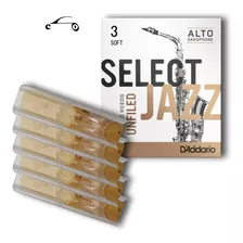 Palheta Sax Alto Select Jazz Unfiled Rico Daddario 3s (5pçs)