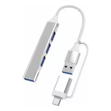 Hub Adaptador Usb 3.0 Aluminio Tipo C Y Usb 4 Puertos