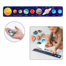 Puzzle Sistema Solar Ocho Planetas Aprende Inglés Fondo Azul