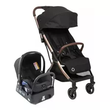 Carrinho Eva Black Champagne Bebê Conforto E Base Maxi Cosi