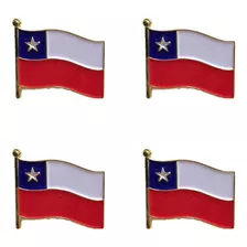 Pack 4 Piocha, Pin, Bandera Chilena Metálica, Botón, Chile