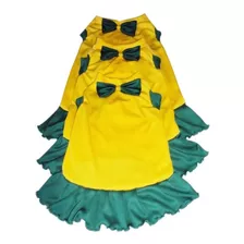  Vestido Brasil P, M Ou G Amarelo E Verde Roupa Pet