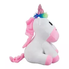 Unicórnio De Pelúcia Branco E Rosa Super Fofinho 30cm