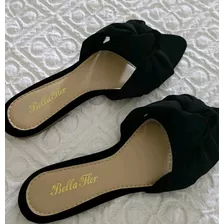 Sandalia Mule Feminina Bico Fino Moda Verão Nó