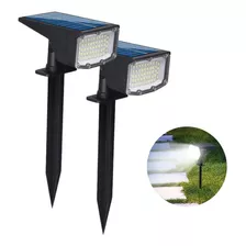 Kit 2 Espeto Solar Jardim Led Luminária Super Spot Luz Grama