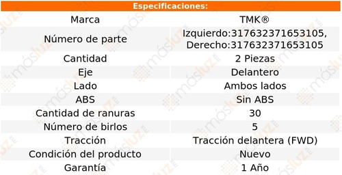 2- Mazas Delanteras Sin Abs Optima 2.4l 4 Cil 2015/2019 Tmk Foto 2