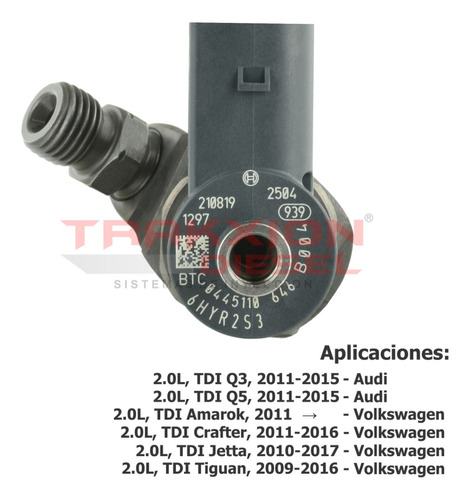 Juego 4 Inyectores Diesel Bosch Para 2.0 Tdi Jetta 10-14 Vw Foto 7