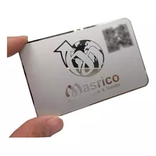 1 Cartão De Visita Aço Inox Metal Com Qr Code Super Luxo 1un