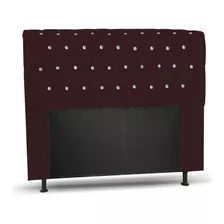 Cabeceira Lady Strass Cama Box Casal 140 Cm Suede Bordô