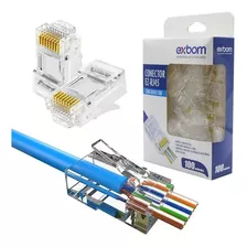 Conector Cabo De Rede 100 Pçs Ezrj45 Vazado Cat5e Ez Crimp 