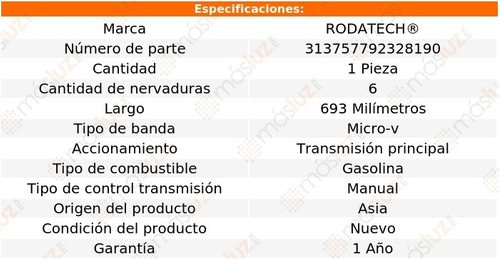 (1) Banda Accesorios Micro-v Routan 4.0l V6 09/10 Foto 2