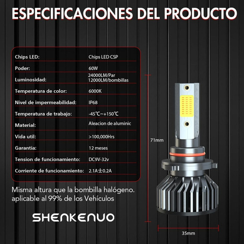 Aplicable A: Bombilla Led De Luz Alta/baja Para Chevrolet Foto 5