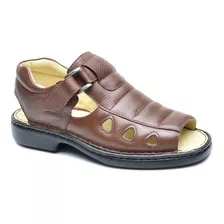 Sandália Masculina Chinela Casual Conforto Ortopédica Couro