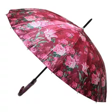 Paraguas Plegable 16 Varillas 79cm Colores Automático Color Bordó