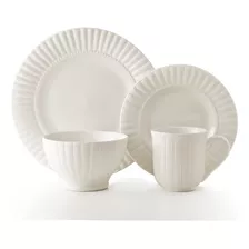 Set Juego Vajilla 16 Piezas Stonewere Maison Thomson Blanco