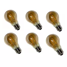 Kit 6 Lâmpada Led Bulbo Retrô Vintage Filamento A60 B.quente