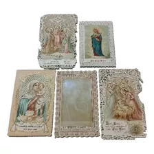 Cinco Cartões Católicos Antigos Rendados Santinhos 1899 1915
