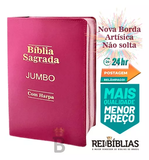 Bíblia Sagrada Letra Jumbo - Ziper Agenda - Pink - C/ Harpa