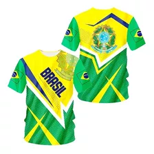 Camiseta Verde Masculina Brasil Embrema Patriota Top