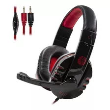 Headphone Gamer Alpha C/ Fio Corda Bass Microfone C Caixa Cor Vermelho