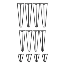 Kit Pés Baruque Decor Hairpin Triângulo Preto 4x40 4x30 4x20