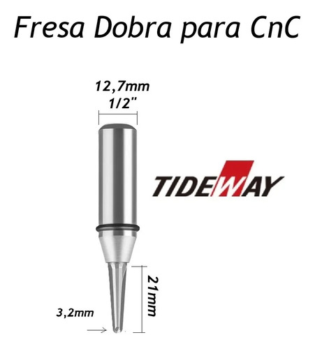 Fresa Em V Para Cnc Para Curvar Dobrar Mdf Haste 1/2
