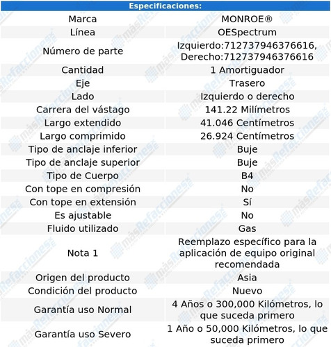 Amortiguador Oespectrum Gas Tra Ion L4 2.4l 06-07 Monroe Foto 2