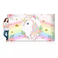 Painel De Festa Unicornio 3d Fosco Anti-reflexo 3 X 2 M