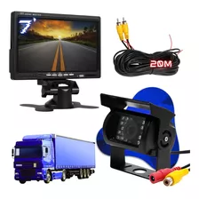 Tela Monitor 7' Kit 24v Caminhão Onibus Câmera Infra Cabo 20