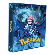 Álbum Pasta Fichário Pokémon Ash E Mega Charizard Capa Dura